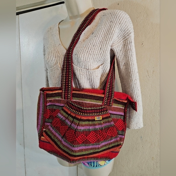 Hand Crafted bag multicolored tote style Pinzon Artesanias Handmade embroidery - Picture 13 of 17